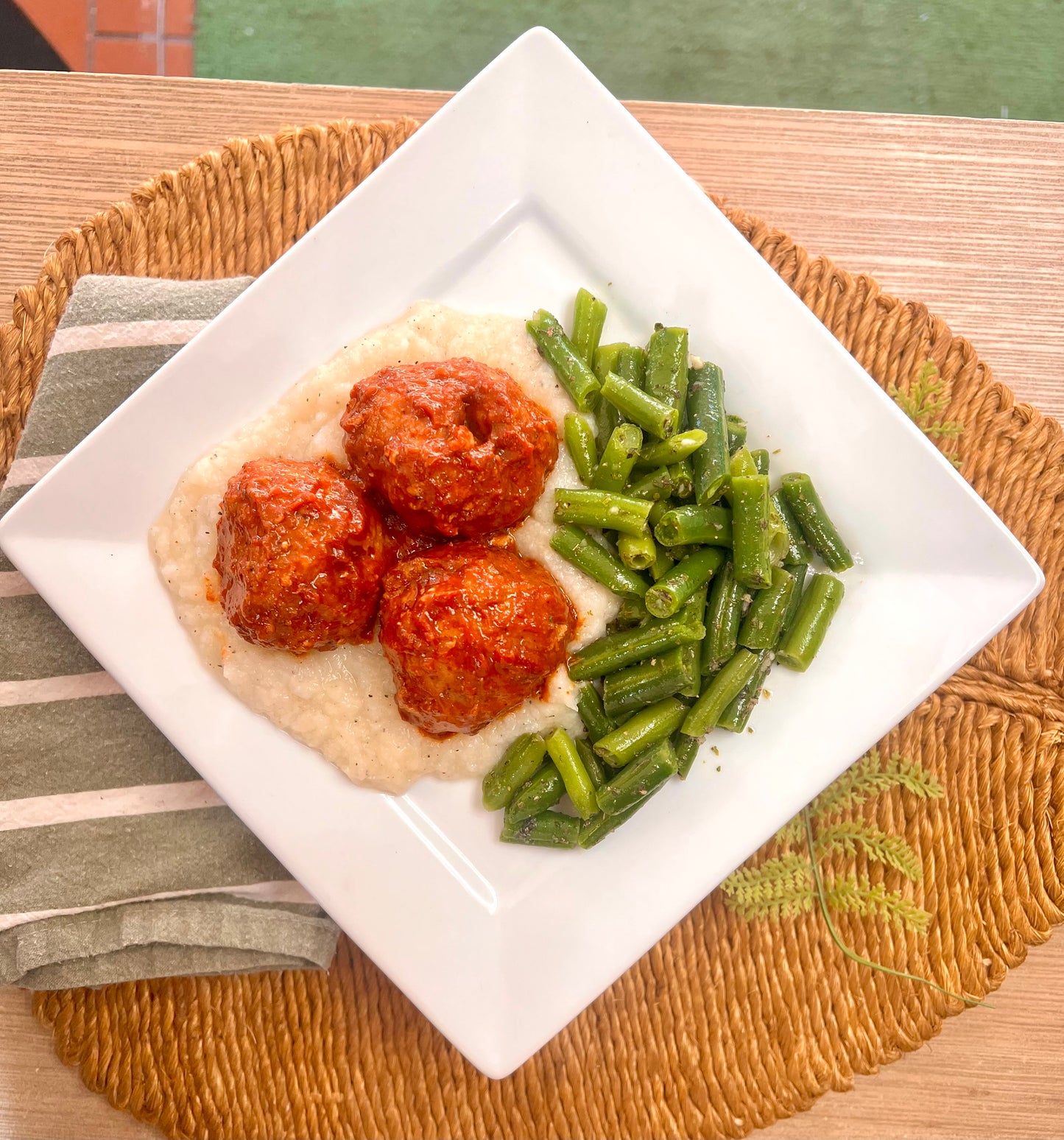 Smoky BBQ Meatballs over Cauli Mash - Turkey (low carb/paleo/whole 30)