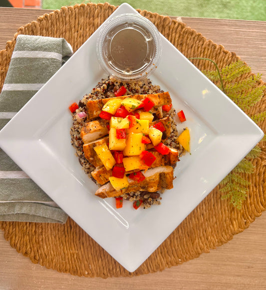 Fresh Mango Grilled Chicken Quinoa Salad w/ Balsamic Dressing