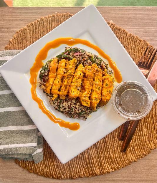 Superfood Chicken Cranberry Quinoa Salad w/ Basil Balsamic Dressing