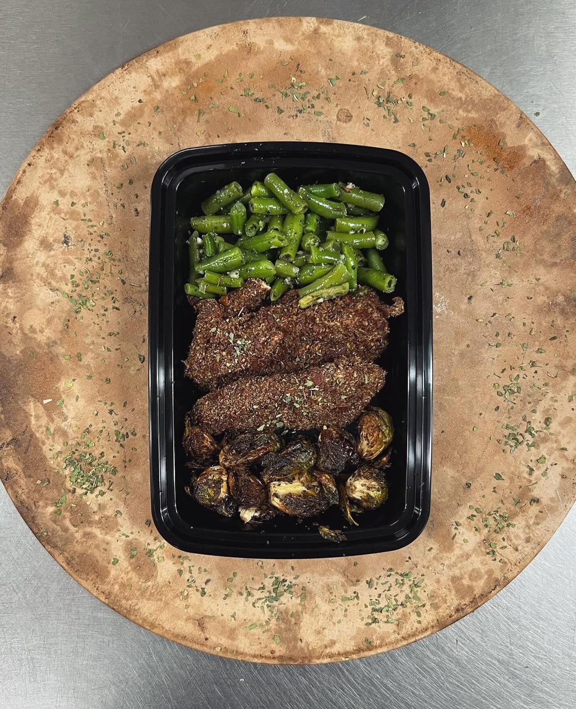 Bacon Crusted Chicken Tenders w/ Roasted Brussels (low carb, paleo, whole 30)