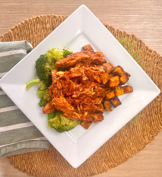 BBQ Chicken w/ Roasted Sweet Potato & Broccoli