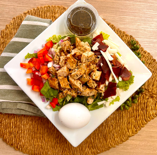 Chicken Cobb Salad w/ House Balsamic Dressing (low carb/ paleo/ whole 30)
