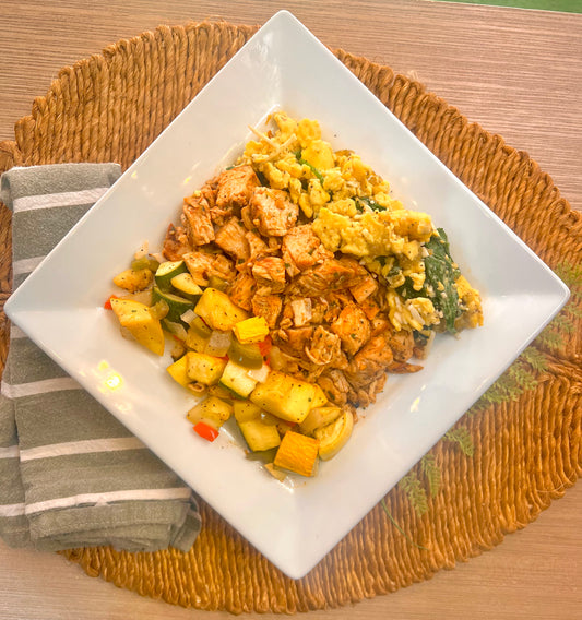 Green Chilie Chicken Protein Breakfast Bowl (low carb/paleo/whole 30)